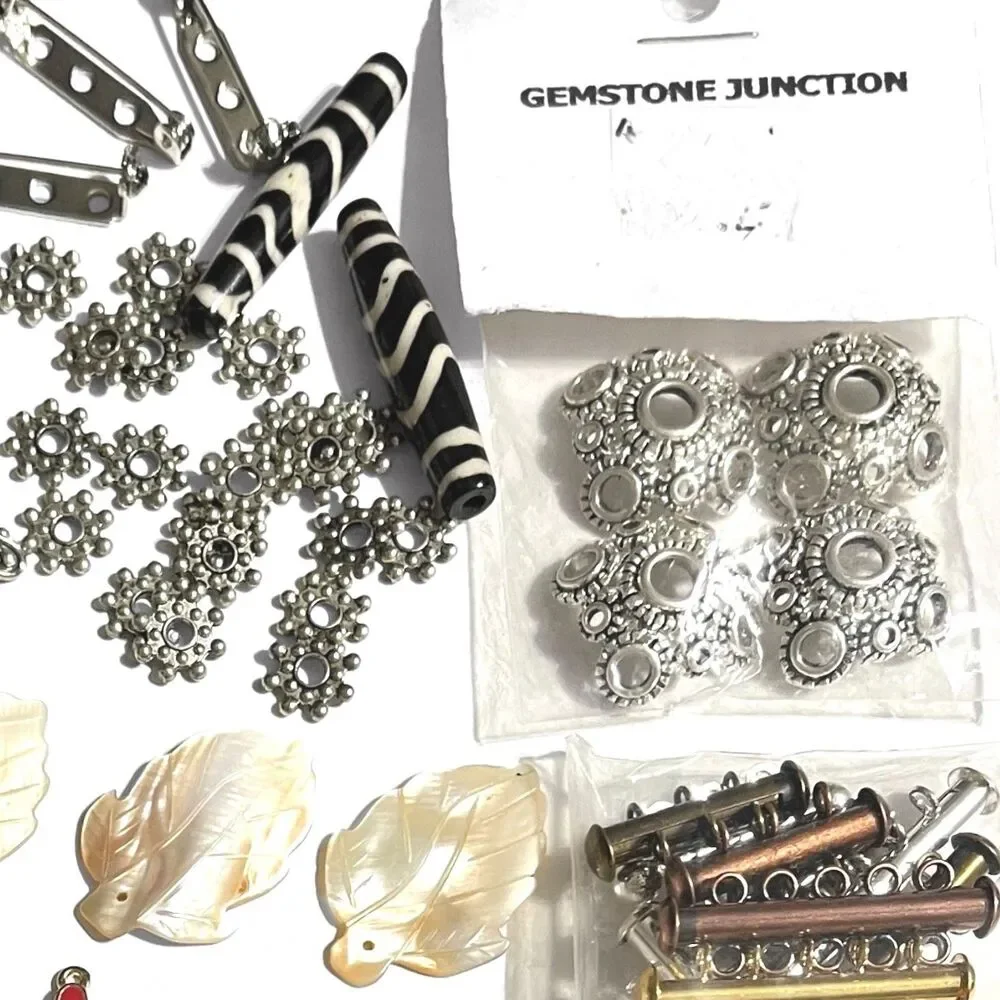 Lot Beads Jewelry Supplies Variety Glass Stone Shell MOP Metal Findings Charms